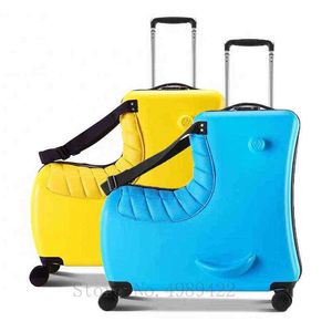 Nieuwe schattige cartoon Kid's Rolling Bagage Spinner kofferwielen Student Multifunctionele Trojan Horse Trolley Bag Travel J220707