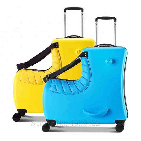 New Cute Cartoon Kid 'S Rolling Bagages Spinner Valise Roues Étudiant Multifonctionnel Trojan Horse Trolley Bag Voyage J220707