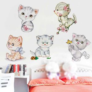 Nieuwe Leuke Cartoon Kitten Kat Muursticker voor Badkamer Wc Woonkamer Woondecoratie Art Decals Poster Behang Muurschildering Stickers