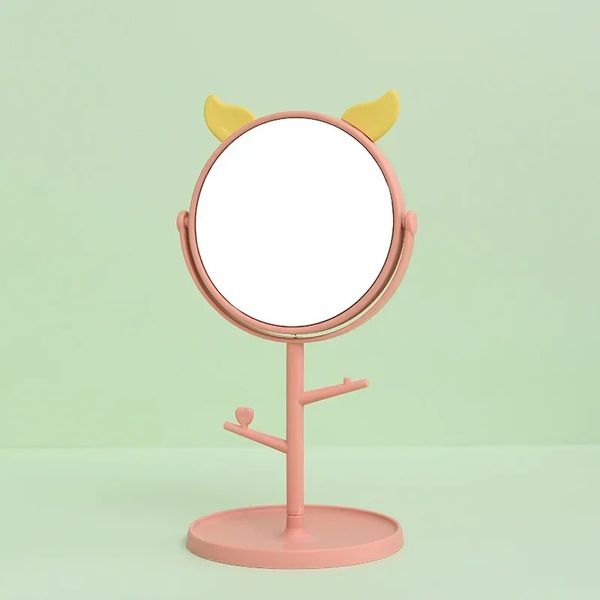 Nouveau miroir de maquillage de l'oreille de chat mignon avec porte-bijoux porte-porte