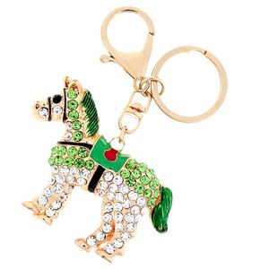 Nouveau Crystal Crystal Cheval Clé Chaîne Strass Charms Pendentif Sac À Porte-clés Chaîne porte-clés pour Femme Girl Cadeau d'anniversaire 5 Couleur