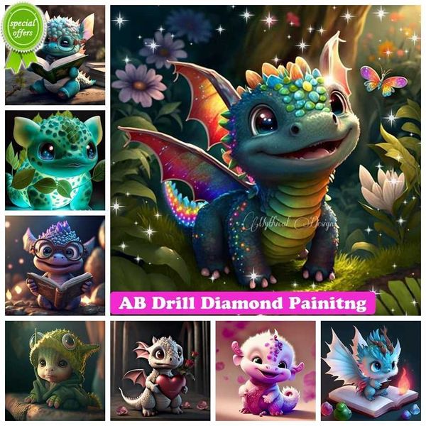 Nouveau mignon Dragon 5D AB diamant peinture mosaïque broderie dessin animé Animal point de croix à la main artisanat strass décor à la maison enfants cadeau