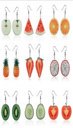 Nouvelle boucles d'oreilles de fruits mignons de fruits ananas à la fraise Tomate Kiwi Orange Cucumber Dragon Pomme Ananas Girl Fruit Boucles d'oreilles GD3454270763