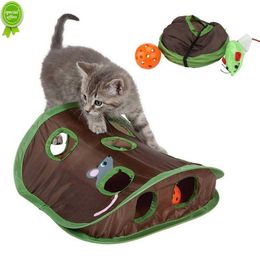 Nouveau mignon chat de compagnie interactif jeu de cache-cache 9 trous Tunnel souris chasse Intelligence jouet animal de compagnie trou caché chaton jouets pliables