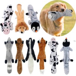 Nuevos y lindos juguetes de peluche Squeak Pet Wolf Rabbit Animal de peluche de juguete para perros Chew Squeaky Whistling Involved Squirrel Dog Toys