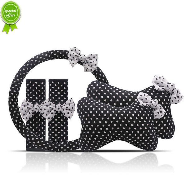 Nouveau mignon à pois nœud papillon universel voiture volant couvre Auto siège appui-tête cou oreiller voiture accessoires intérieur pour les femmes