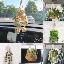 Nouveau panier de plantes en pot mignon, Crochet de plante pour décoration de voiture, ornement de rétroviseur, accessoires suspendus C8v2