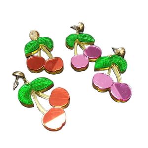 Boucles d'oreilles pendantes en forme de cerise, rouge, rose, mignon, pour filles et femmes, miroir en acrylique, bijoux tendance, accessoires de mode, 307P, nouvelle collection
