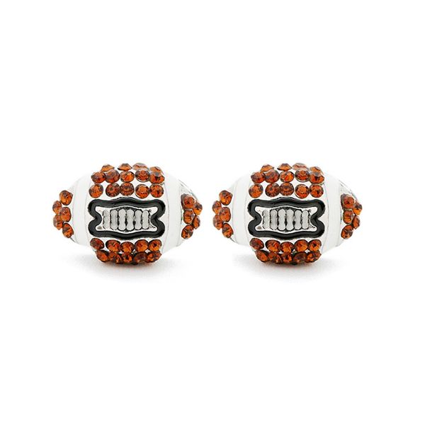 Pendientes de tuerca de fútbol americano con diamantes de imitación brillantes para mujeres y niñas, pendientes de poste a la moda, regalos de fiesta de Rugby, joyería deportiva