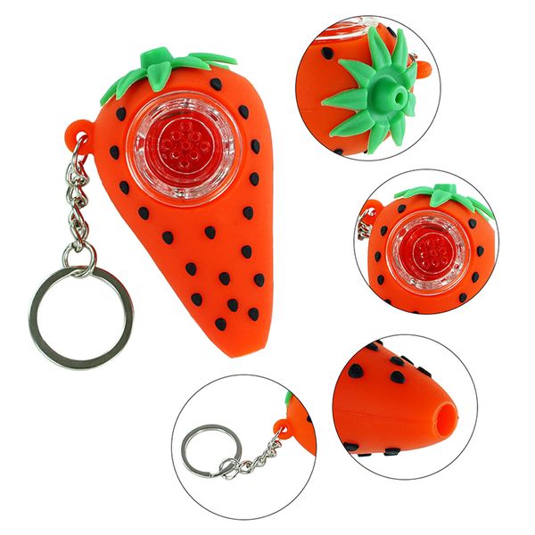 Nouveau tuyau de fumée en Silicone mignon pour tabac avec bol en verre, porte-filtre à cigarettes Style fraise, accessoires d'herbes, cadeaux pour filles