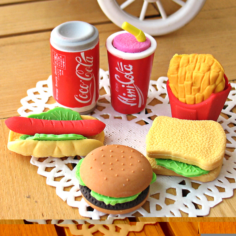 Free Shipping! New Cute Simulation Fruit Eraser, more Designs, Office Rubber Eraser Gift, 6pcs/set,