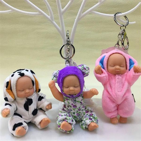 Nouveau mignon bébé endormi poupée porte-clés pour femmes sac jouet porte-clés peluche fourrure peluche porte-clés peut être tordu 360 degrés articulations déshabillé