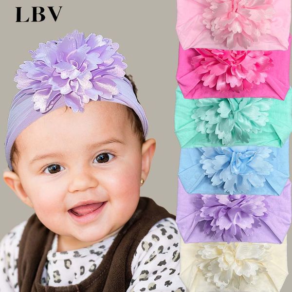 Nouveau Mignon Doux Stretch Ruban En Mousseline De Soie Fleur Bébé Bandeau Nouveau-Né Noeud Large Nylon Headwraps Infant Filles Chapeaux Photo Props 1572