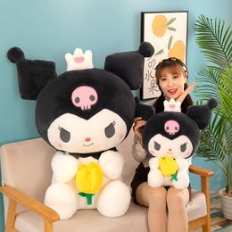 Nieuwe schattige tulpen Kuromi Plush Doll Toy Kawaii Soft Stuffed Anime Cartoon Doll Home Decor Kids Geschenken Mall Customer Geschenkverlossing 130