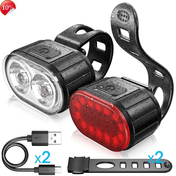 Nouveau vélo vélo avant arrière ensemble de feux vélo USB Charge phare lumière vtt étanche feu arrière LED lanterne vélo accessoires