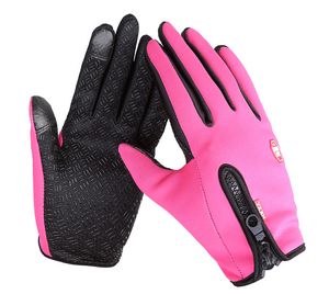 Nuevos guantes de ciclismo para hombres y mujeres Guantes de pantalla táctil caliente a prueba de viento Guantes de ciclismo de esquí al aire libre Guantes de cremallera