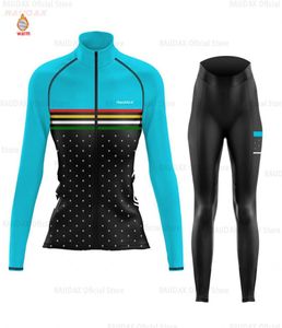 NIEUWE FICLING Jersey Vrouwen lange mouw Zootekoi Winter Fleece fietskleding Mtb Bib Pants Set Blusas Mujer de Moda 20206369301