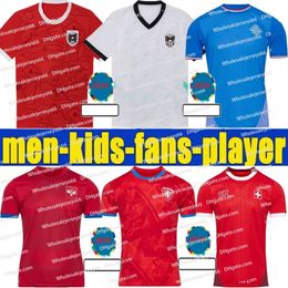 Nieuw Tsjechische Republiek voetballen Jerseys Zwitserland thuis weg 24 25 Oostenrijk Red Blue White 2024 2025 IJsland Sportvoetbal Shirts Sportswear Servië Camisola de