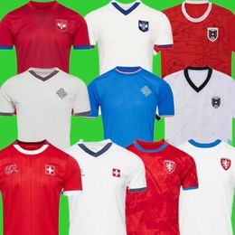 Nouveau maillot de football de la République tchèque Suisse à domicile 24/25 Autriche rouge bleu blanc 2024 2025 Iceland Sports Football Shirts Sportswear Serbia Camisola Euro Cup 666