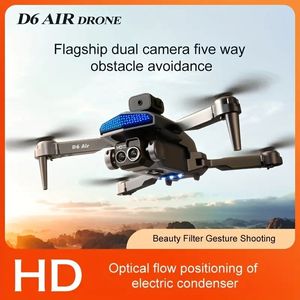 Nieuwe D6 Air Drone met 3 stuks batterijen en dubbele camera, optische stroompositionering 540 ° slimme obstakelvermijding Eén sleutel Auto Return WiFi FPV afstandsbediening speelgoeddrone.