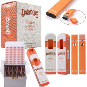 NUEVO EVA Dabwoods 10 sabores Plumas vape desechables 1 ml Dispositivo recargable vacío Aceite grueso 280 mAh Batería Kits de cigarrillos electrónicos Paquete de espuma con vainas de tanque visual