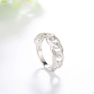 New Dainty Hiphop Cuban Eternity Ring S925 STERLING Silver Bijoux Micro Inclay Diamond Chain