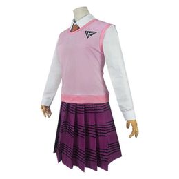 Nieuwe Danganronpa V3 Cosplay Akamatsu Kaede Kostuum Dames Uniform Anime Shirt / Vest Rok Sockswigs JK School Y0913