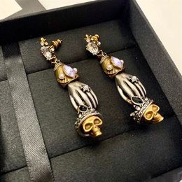 Nuevos pendientes largos colgantes de araña con diamantes para mujer, temperamento femenino, estilo punk, diamantes de imitación geométricos, pendientes para mujer 262l