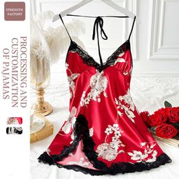 Nouveau Danilin Ice Shek Sleepwear respirant mince jupe à la maison pour femmes vêtements de soie robe de slinaison sexy