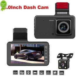 Nueva cámara de salpicadero 24H coche DVR cámaras 1080P grabadora de vídeo vehículo doble lente caja negra Dashcam videocámara espejo conducción grabadora 4 pulgadas