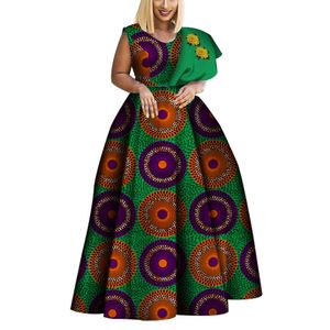 BintaRealWax nouveau Dashiki robe imprimée africaine Bazin une épaule vêtements Vestidos grande taille robes africaines pour les femmes WY3834