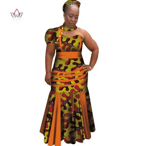 Nouveau Dashiki Femmes Robes Longues avec Foulard Bazin Riche Africain Patchwork Robes pour Femmes Style Africain Vêtements WY4070