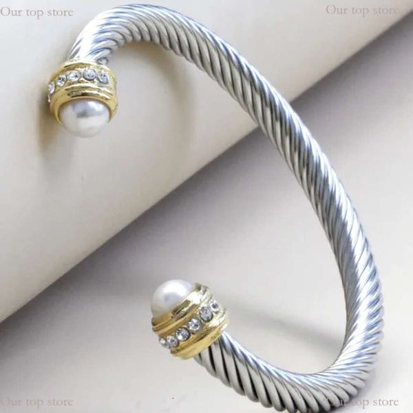New Davidjersey Twisted Chandle Brangle Charm Bracelet for Men Women Bracelets Hook 7mm Wire Designer Dy Bijoux Exquis Simple Jewelry Gift 602