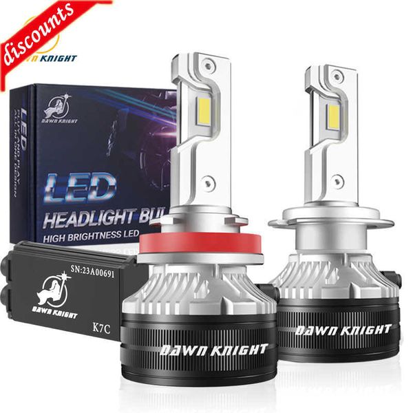 Nouveau DAWNKNIGHT K7C 4300K H7 H4 H11 Led Lampe 3 Tube De Cuivre Led Lumières Pour Voiture H1 HB3 9005 HB4 9006 12V Led Phare Ampoule