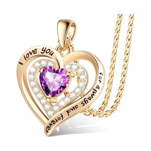Nieuwe december verjaardagssteen liefde diamanten ketting mode hartvormige sieraden batch