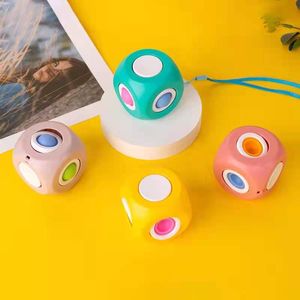 Nieuwe decompressie Fidget Toy Gyro Grappige Cube Creative Verlichten Angst Vinger Bubble Muziek Roterend Gyros Educatief Speelgoed Met Lanyard