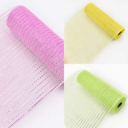 Nieuwe decoraties polyester rollen DIY krans roze blauw geel groen mesh lint voor Pasen verjaardag decor