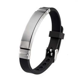 Nieuwe decoratieve kettingproducten Gepersonaliseerde creativiteit Fashion Men's siliconen gegraveerde metalen armband