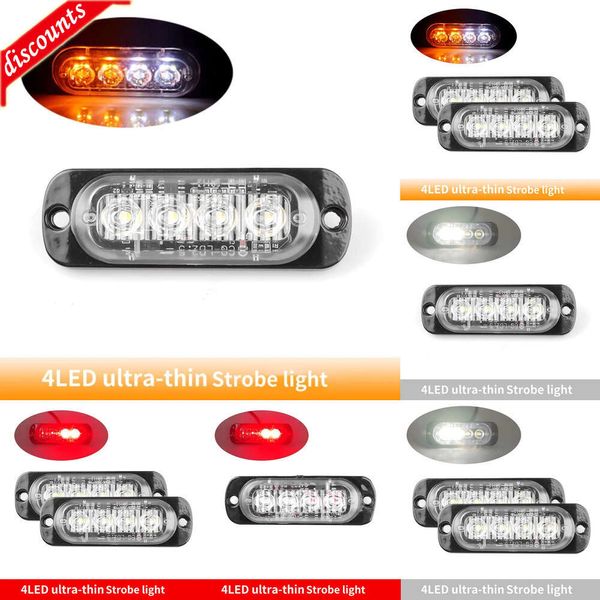 Nuevas luces decorativas 2 uds 4LED luz estroboscópica de advertencia para coche parrilla intermitente luz de emergencia para coche camión remolque lámpara de baliza luz lateral LED para coche