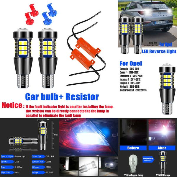 Nuevas luces decorativas 2 uds 901 bombilla LED de luz de marcha atrás W16W T15 921 Canbus lámpara de respaldo para Opel Cascada Corsa F Grandland X Insignia A B Meriva Mokka