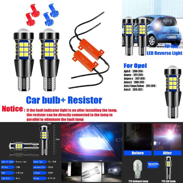 Nouvelles lumières décoratives 2pcs Car 921 CANBUS LED Reverse ampoule W16W T15 Lampe de sauvegarde pour Opel Cascada Corsa F Grandance x insigne A B Meriva Mokka