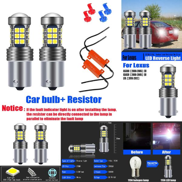 Nuevas luces decorativas 2 uds LED 7506 bombilla de luz de marcha atrás lámpara de respaldo P21W BA15S 1156 Canbus Error gratuito para Lexus GS300 GS430 modelos de coche de la UE LFA 2010-2012