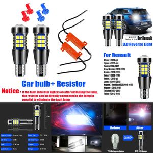 Nouvelles lumières décoratives 2pcs LED RETOVER LIGHT lampe W16W T15 Canbus pour Renault Twingo 2 Megane 3 4 Laguna Koleos 1 Espace 5 Grand Scenic Fluence Arkana