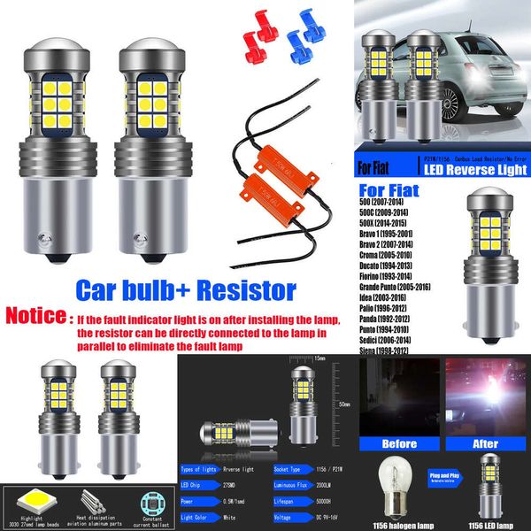 Nouvelles lumières décoratives 2PCS P21W BA15S CANBUS LED RETERNEUR LED POUR FIAT 500 500C 500X BRAVO CROMA DUCATO FIORINO Grande Punto Idea Palio Sedici Siena