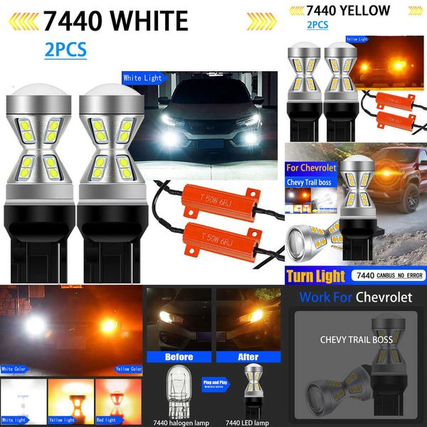 Nouvelles lumières décoratives 2 pièces WY21W 7440 7441 7440A T20 Canbus sans erreur LED clignotants ampoules clignotantes lampe jaune pour Chevrolet Chevy Trail boss