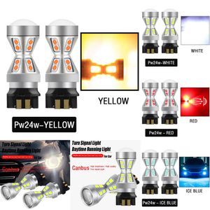 Nouvelles lumières décoratives 2x Canbus PW24W LED ampoules de clignotants diurnes pour Audi A3 A4 A5 Q3 VW MK7 Golf 7 CC Ford Fusion Front F30 série 3