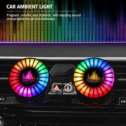 Nouvelles lumières décoratives voiture musique rythme lampe désodorisant RGB 256 couleurs contrôle du son atmosphère lumière ambiante sortie d'air de voiture accessoires intérieurs