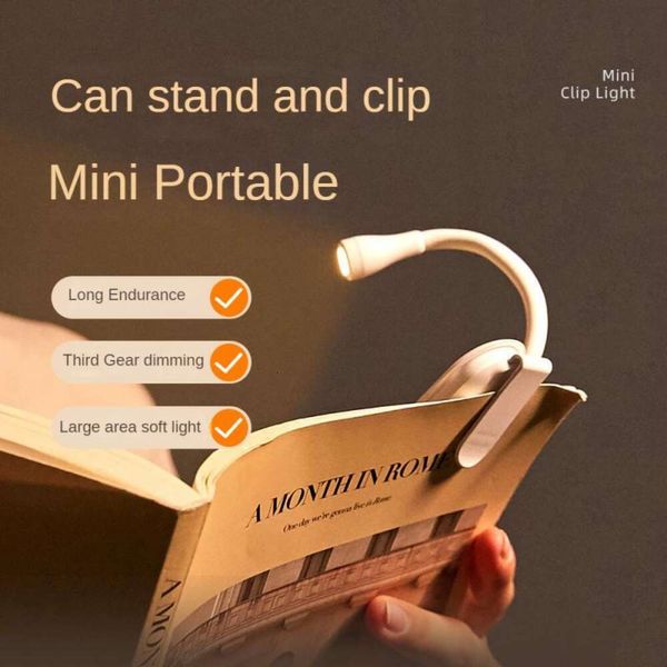 Nouveaux objets décoratifs Figurines signet portable lampe de lecture pour voyage chambre lecture lampe de livre rechargeable flexible réglable facile à clipser lampes de lecture LED