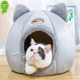 Nueva casa de cama extraíble para gatos de sueño profundo, autocalentamiento para interior, alfombrilla para perros y gatos con colchón, jaula para cachorros, tumbona, casa gris para perros pequeños