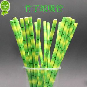 Nouvelle pailles en papier de bambou jaune vert jetable dégradable 25pcs décorations de gâteau de cocktail pailles à boire fournitures de fête de mariage